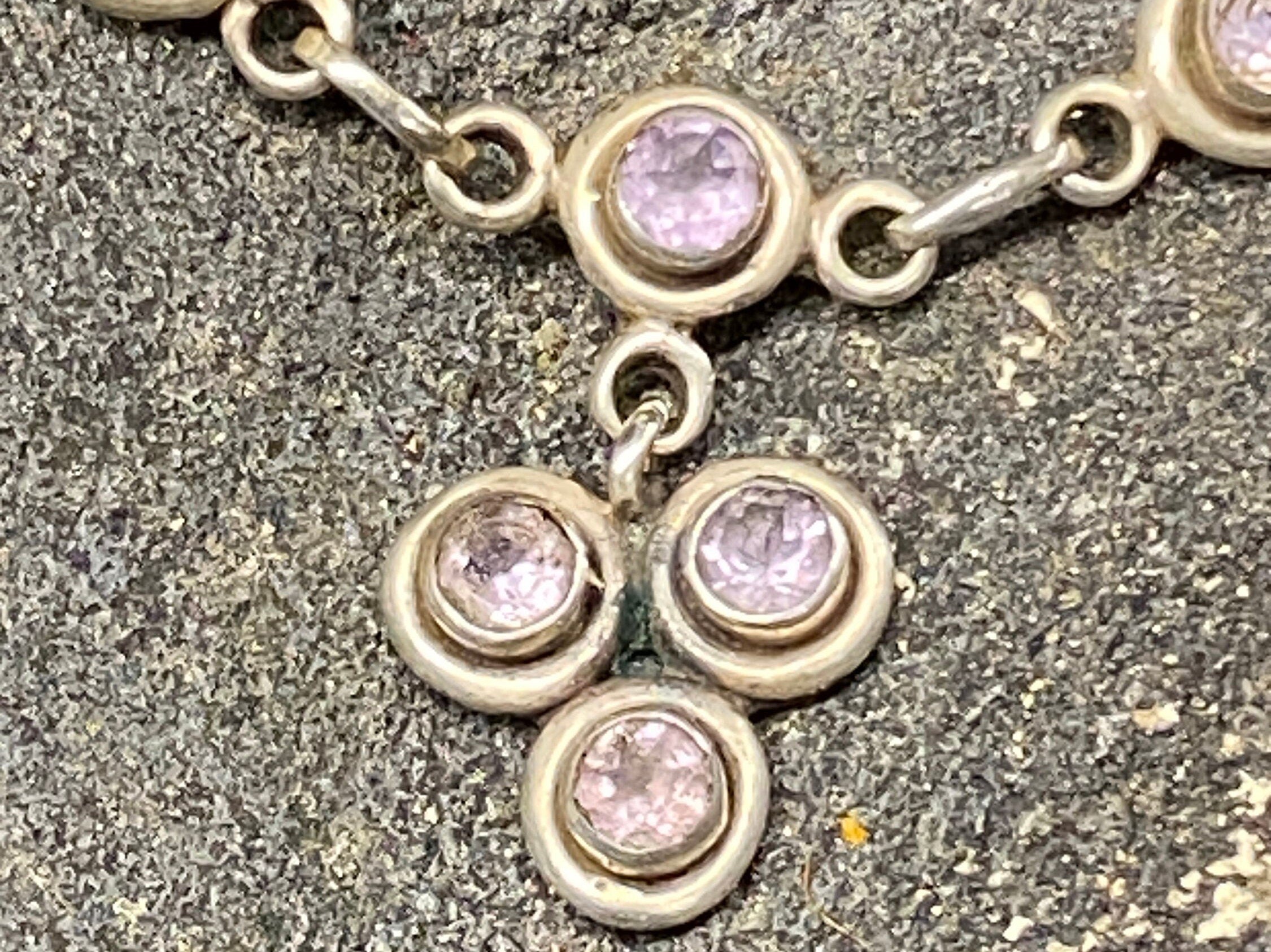 Vintage Sterling Silver & Amethyst Pendant Necklace