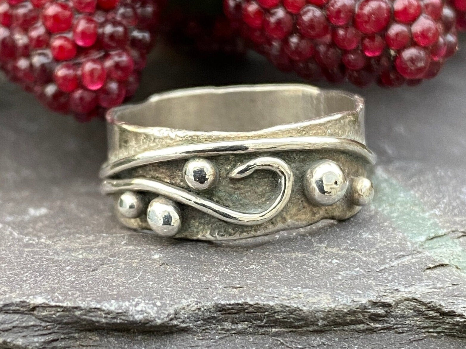 Handmade Sterling Silver Modernist Design Band Ring Size S or 9 1/4 US.