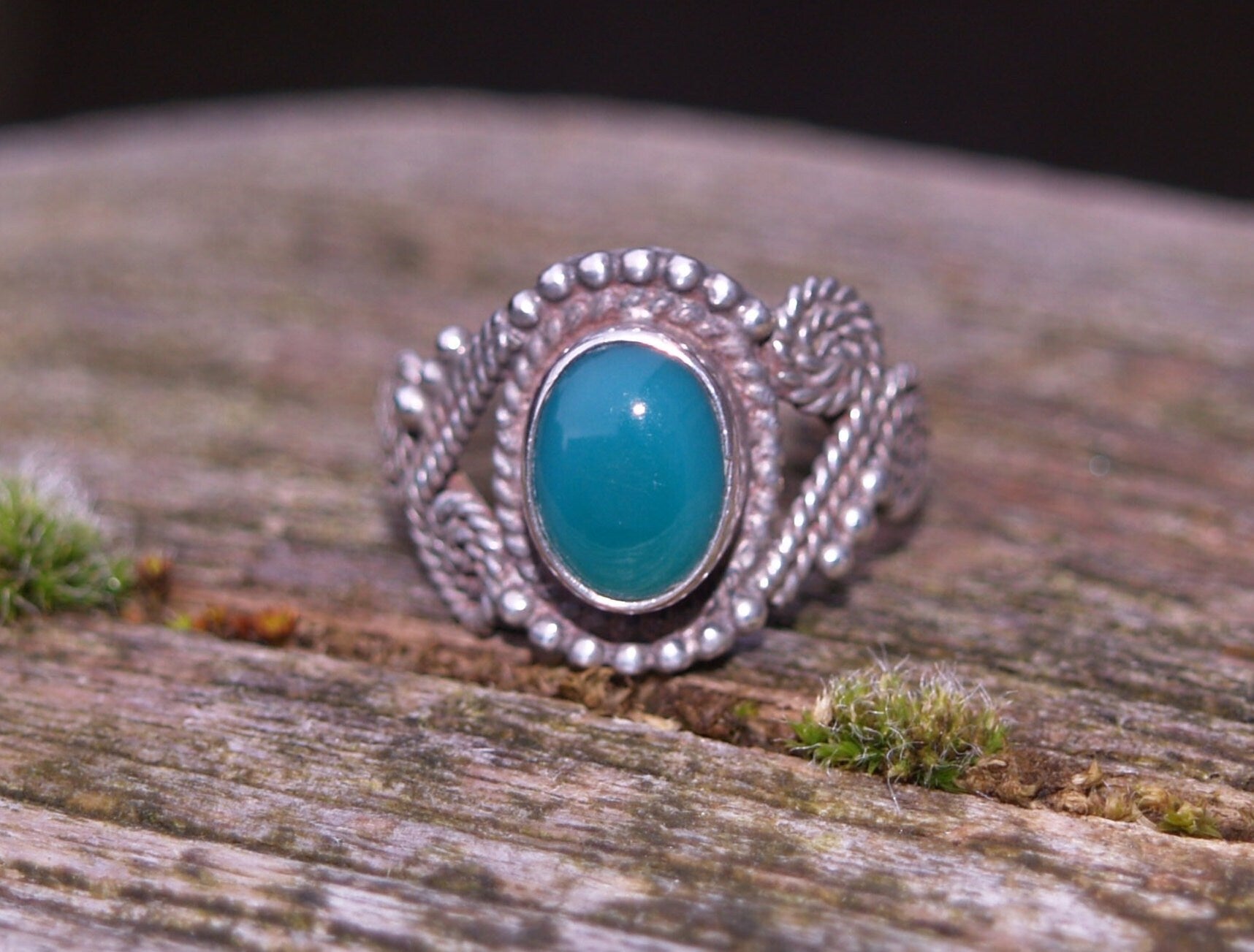 Vintage Silver Chrysoprase Ring Size I 1/2 or 4 1/2 (US) stamped 925.