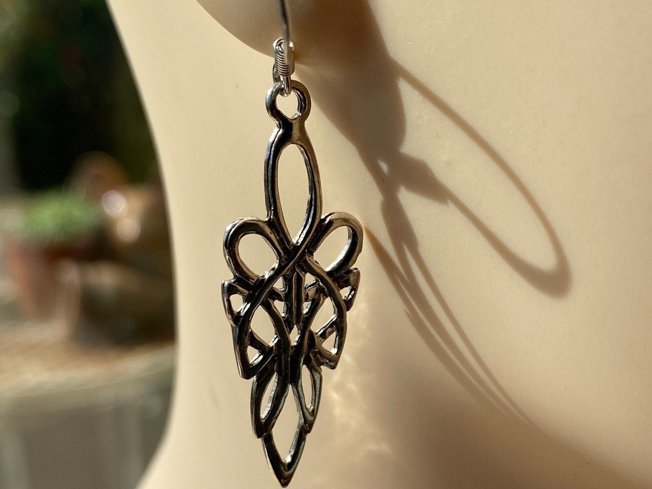 Sterling Silver Celtic Knot Drop Earrings.