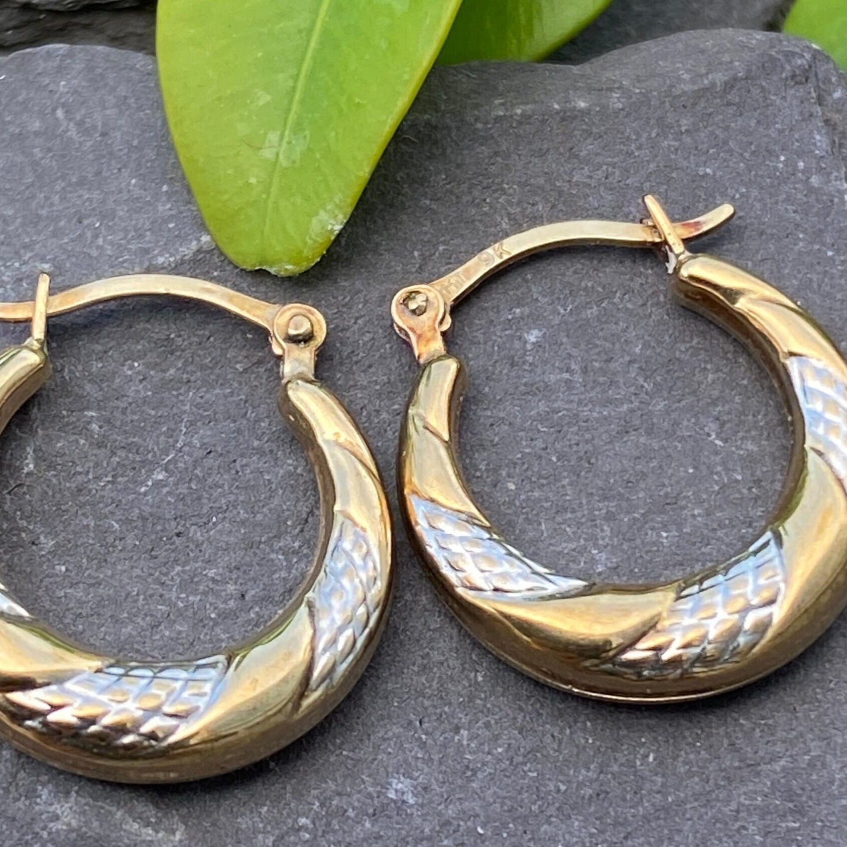 9ct Yellow & White Hoop Earrings