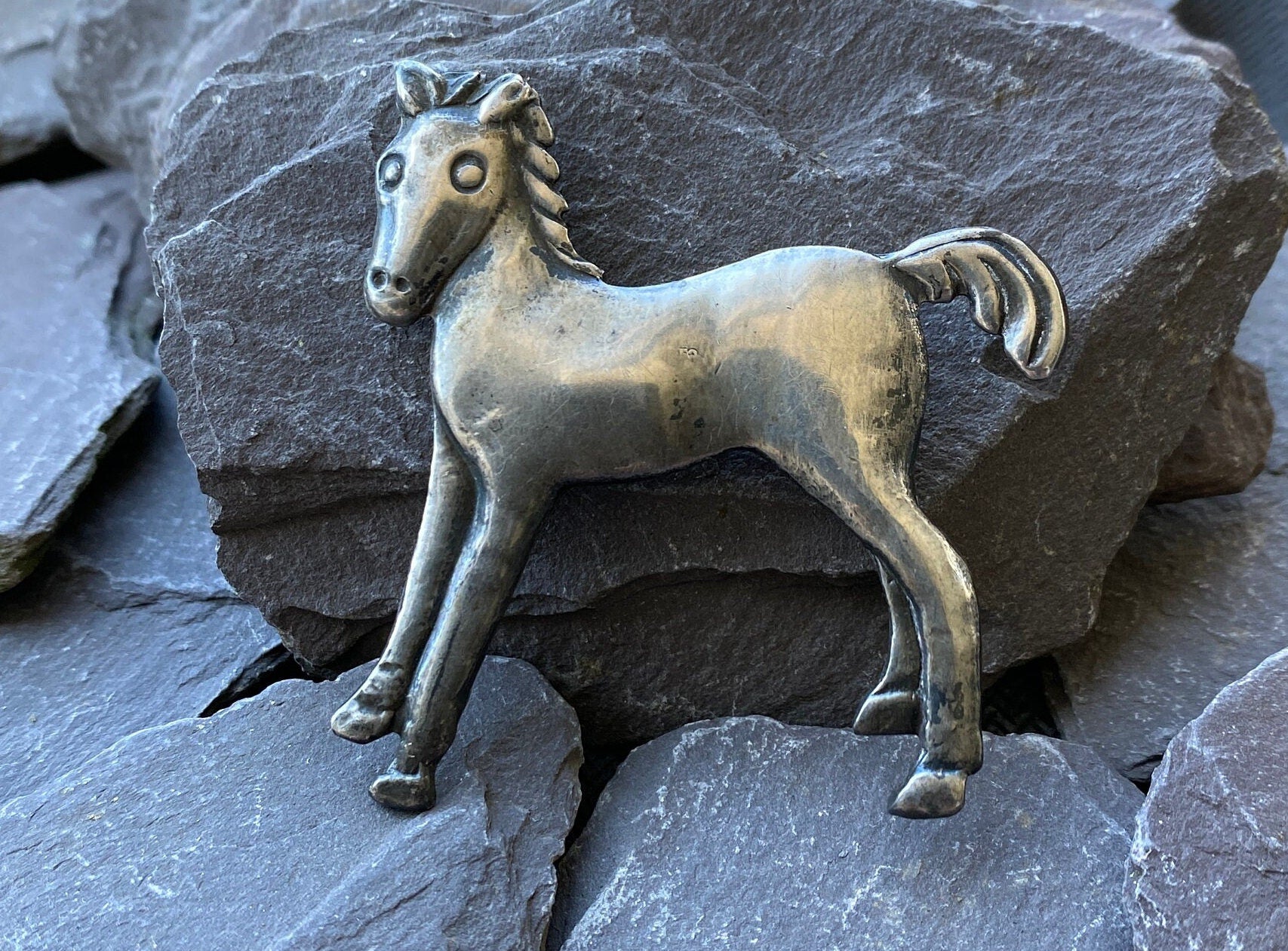 Sterling Silver Horse Brooch.