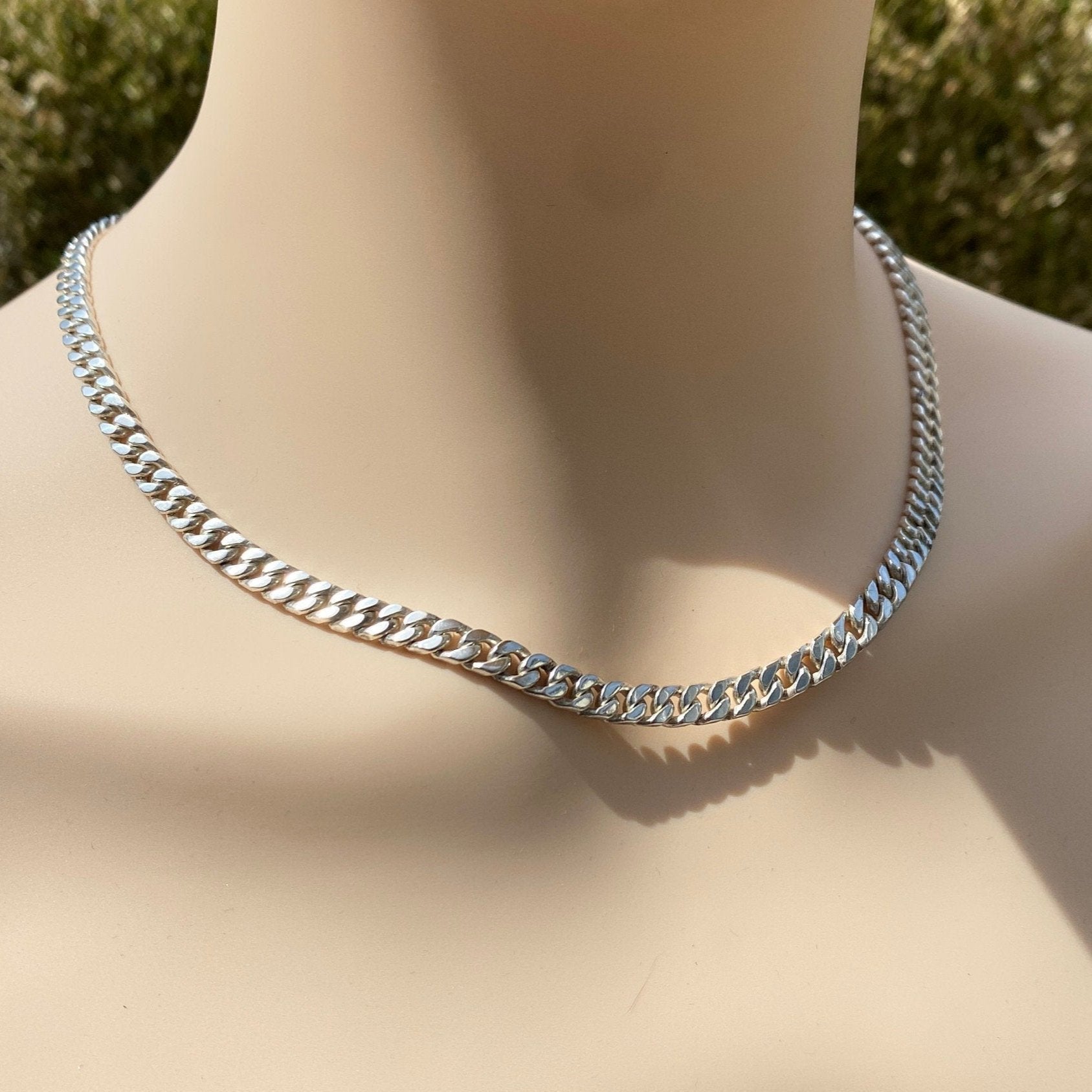 Heavy Sterling Silver 20 Inch Curb Necklace.