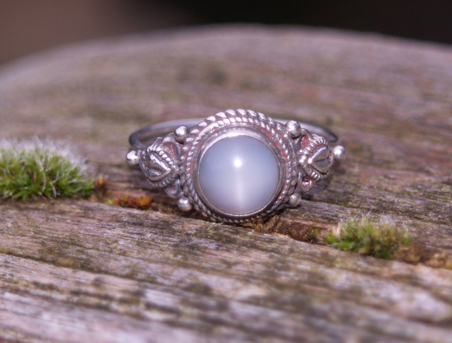 Vintage Sterling Silver Moonstone Ring Size L 1/2 or 6 (US)