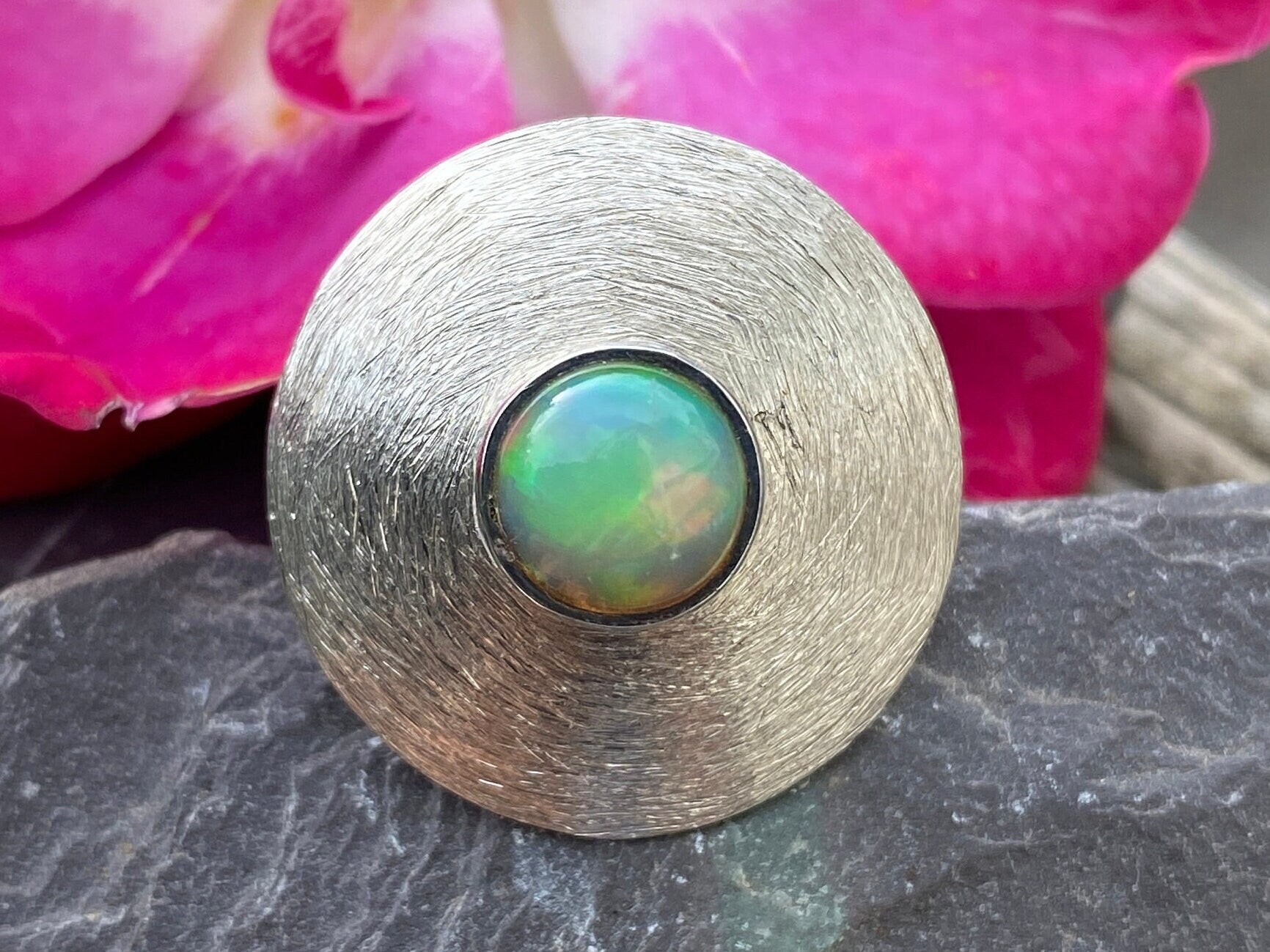 Sterling Silver Natural Cambodian Opal Ring Size N or 6 1/2 USA