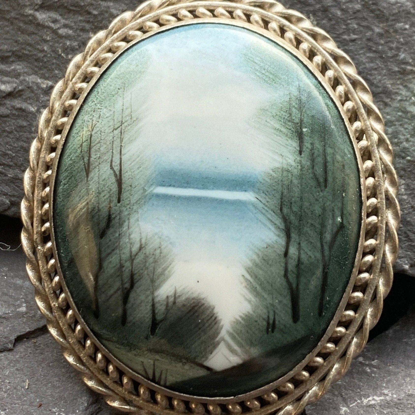 Vintage Handcrafted Enamel & Silver Brooch.