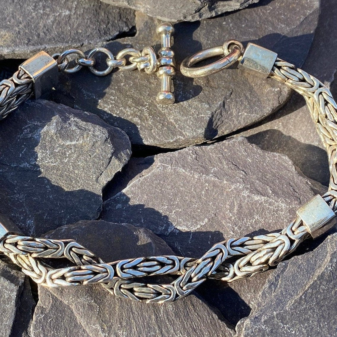 Heavy Byzantine Sterling Silver Bracelet.