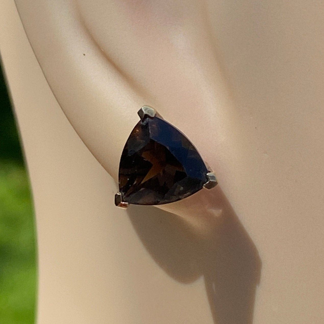 Vermeil Smoky Quartz Stud Earrings.