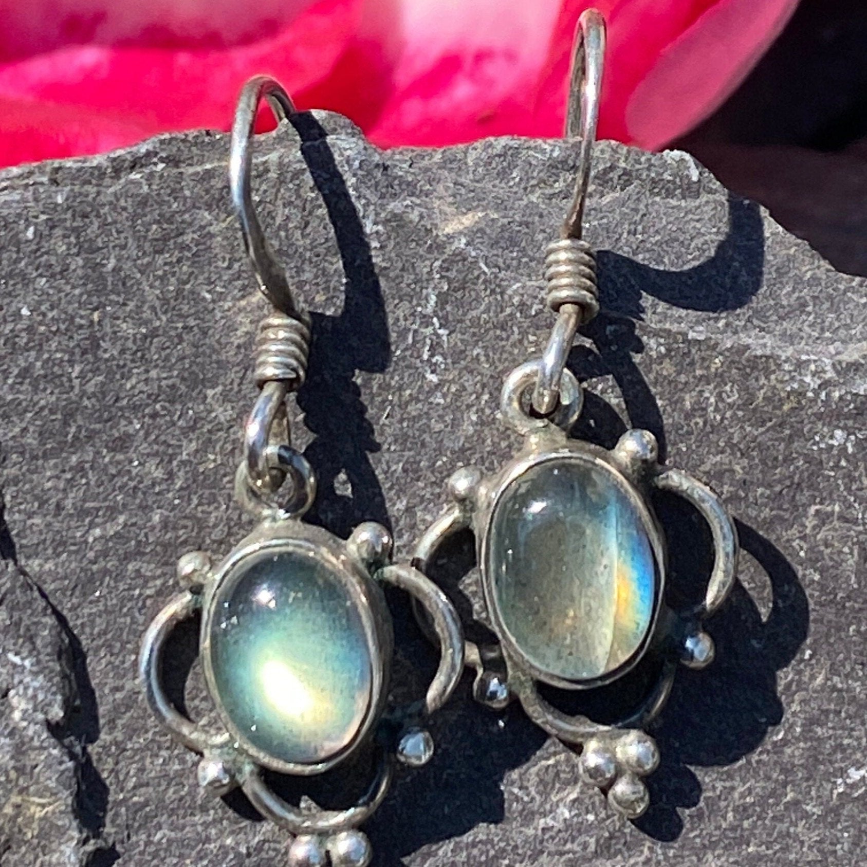 Sterling Silver Labradorite Drop Earrings.