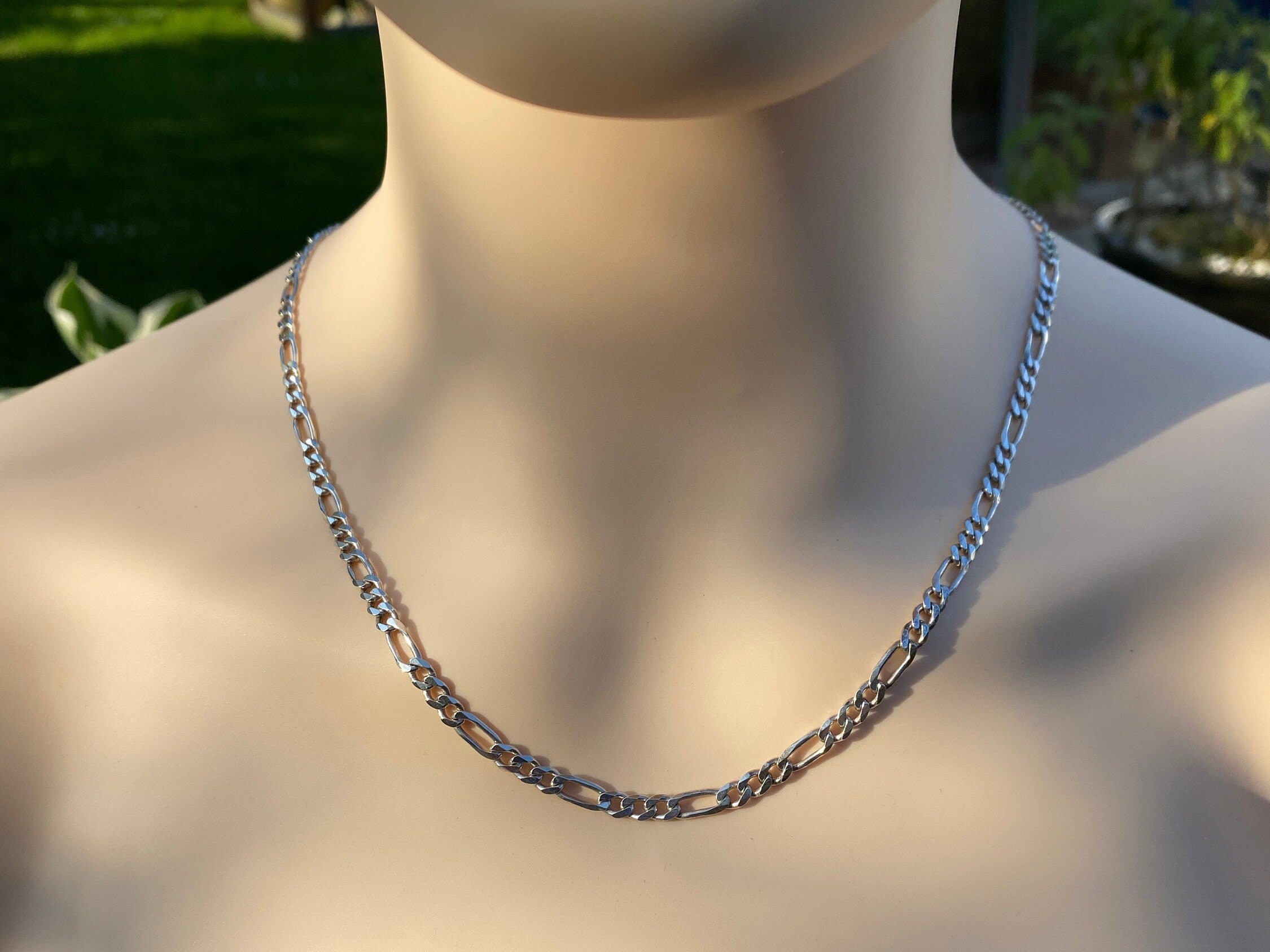 Sterling Silver Figaro Link Neck 22 inch Chain.