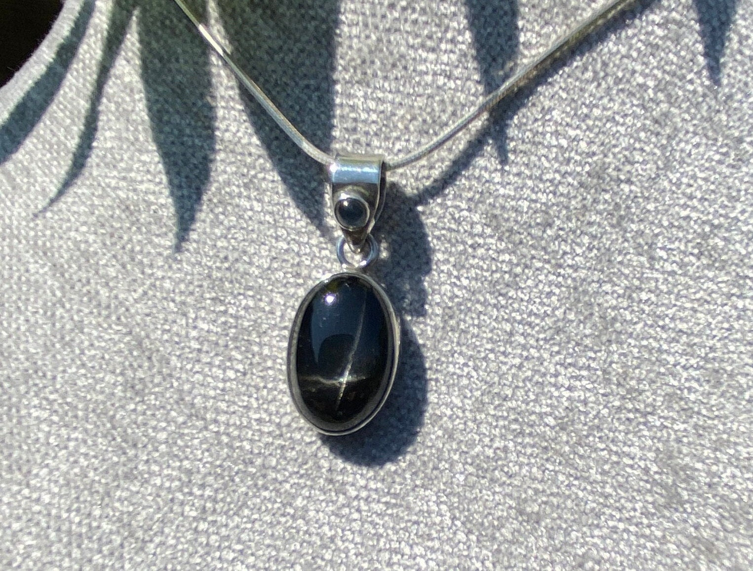 Sterling Silver Black Star Obsidian & Moonstone Necklace.