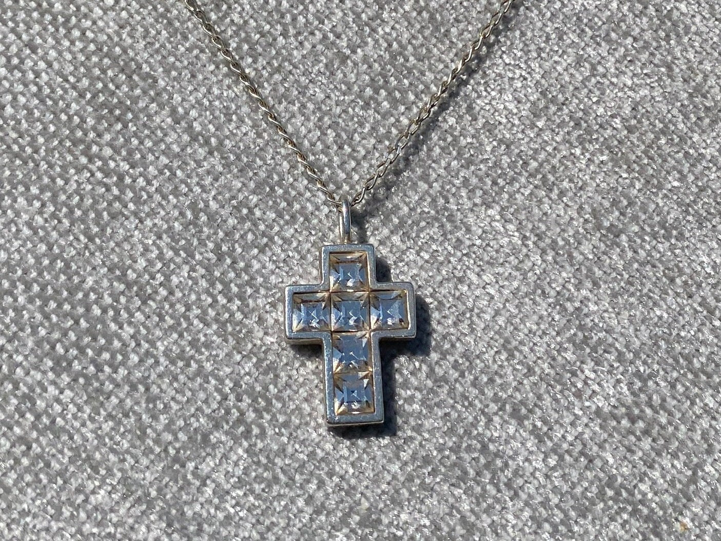 Sterling Silver & Cubic Zirconia Cross and 18” Chain.