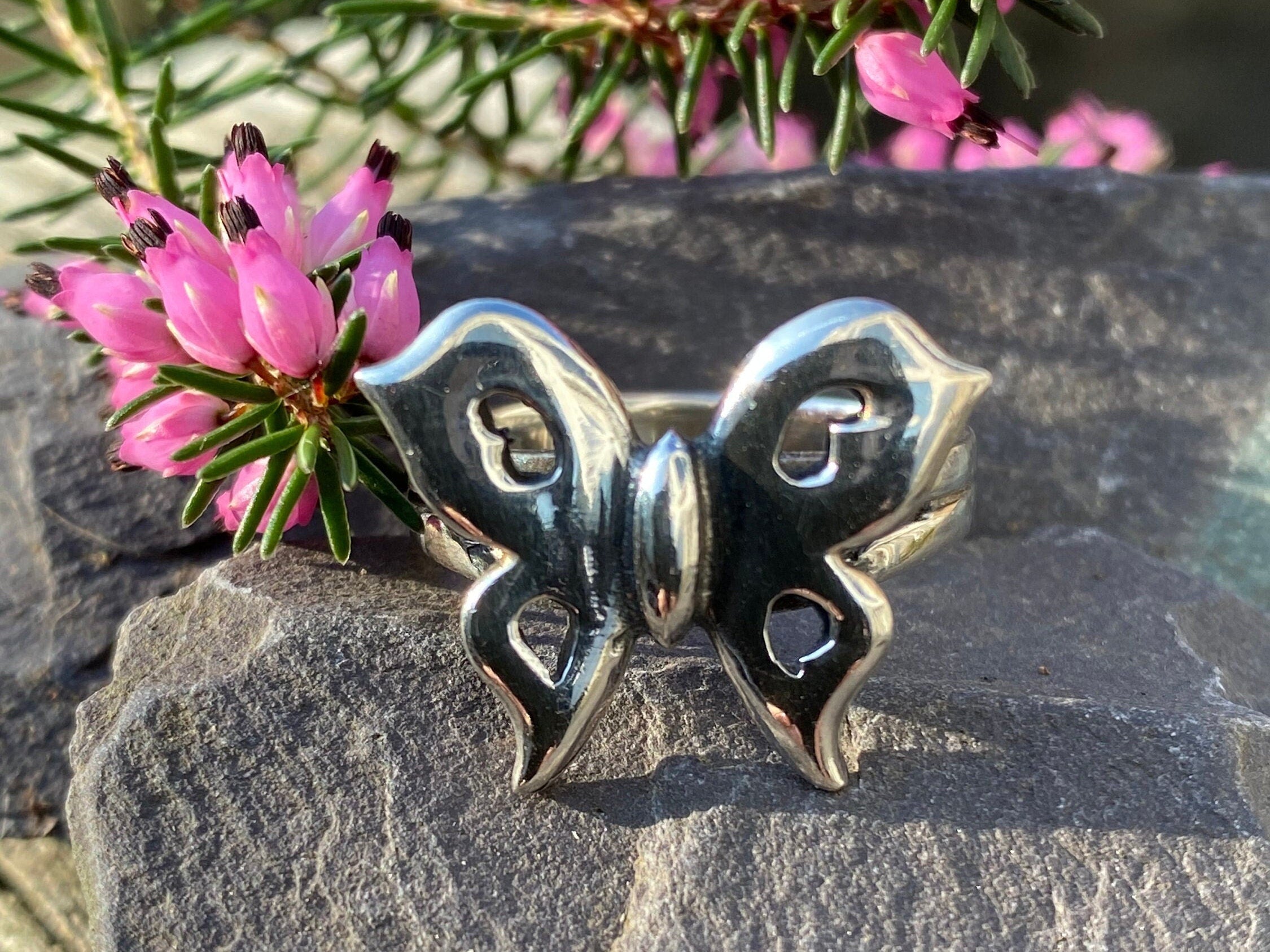 Vintage Sterling Silver Butterfly Ring Size O 1/2 or 7 1/2 US.