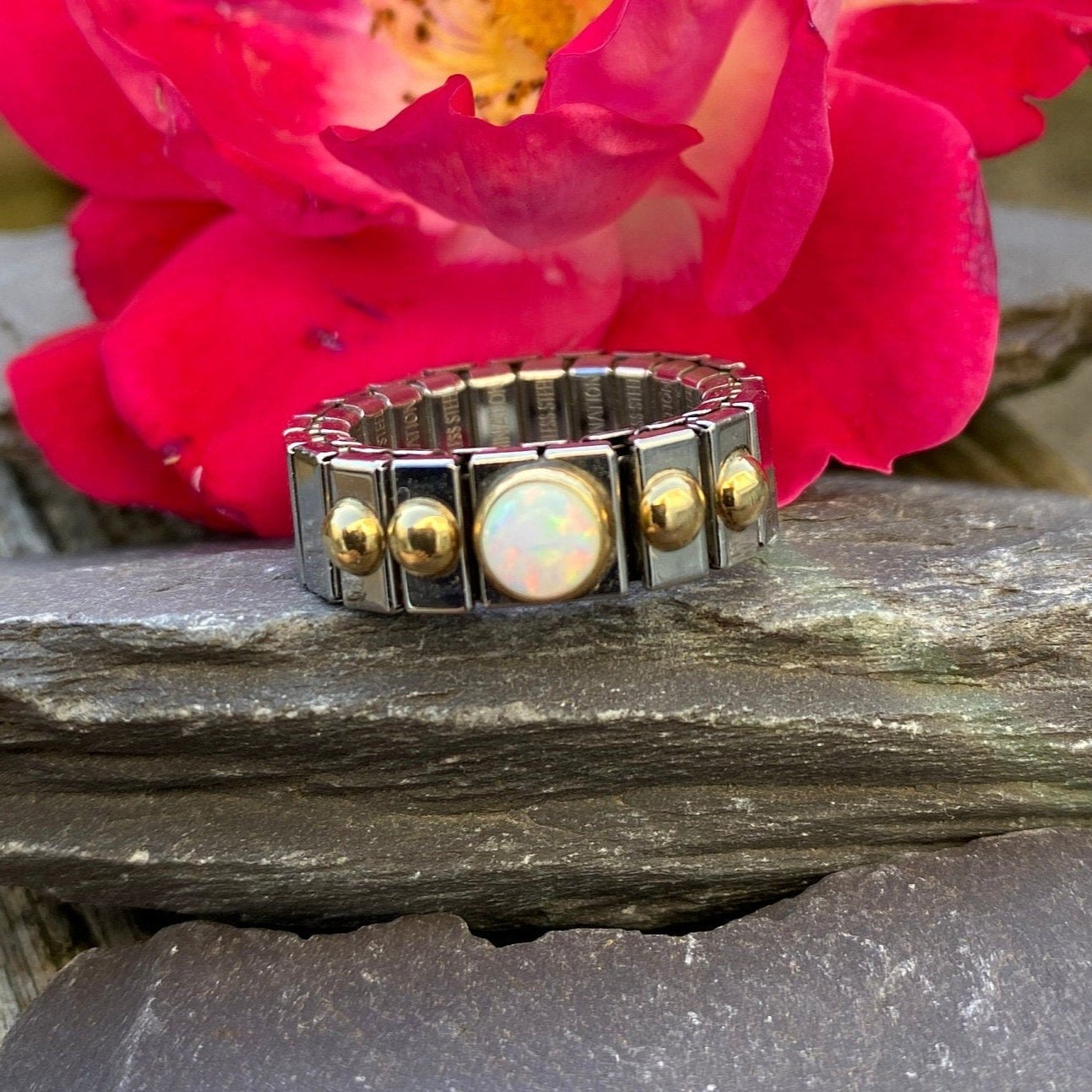 Nomination Expanding Opal Ring In Stainless Steel & 18ct Gold Free size.