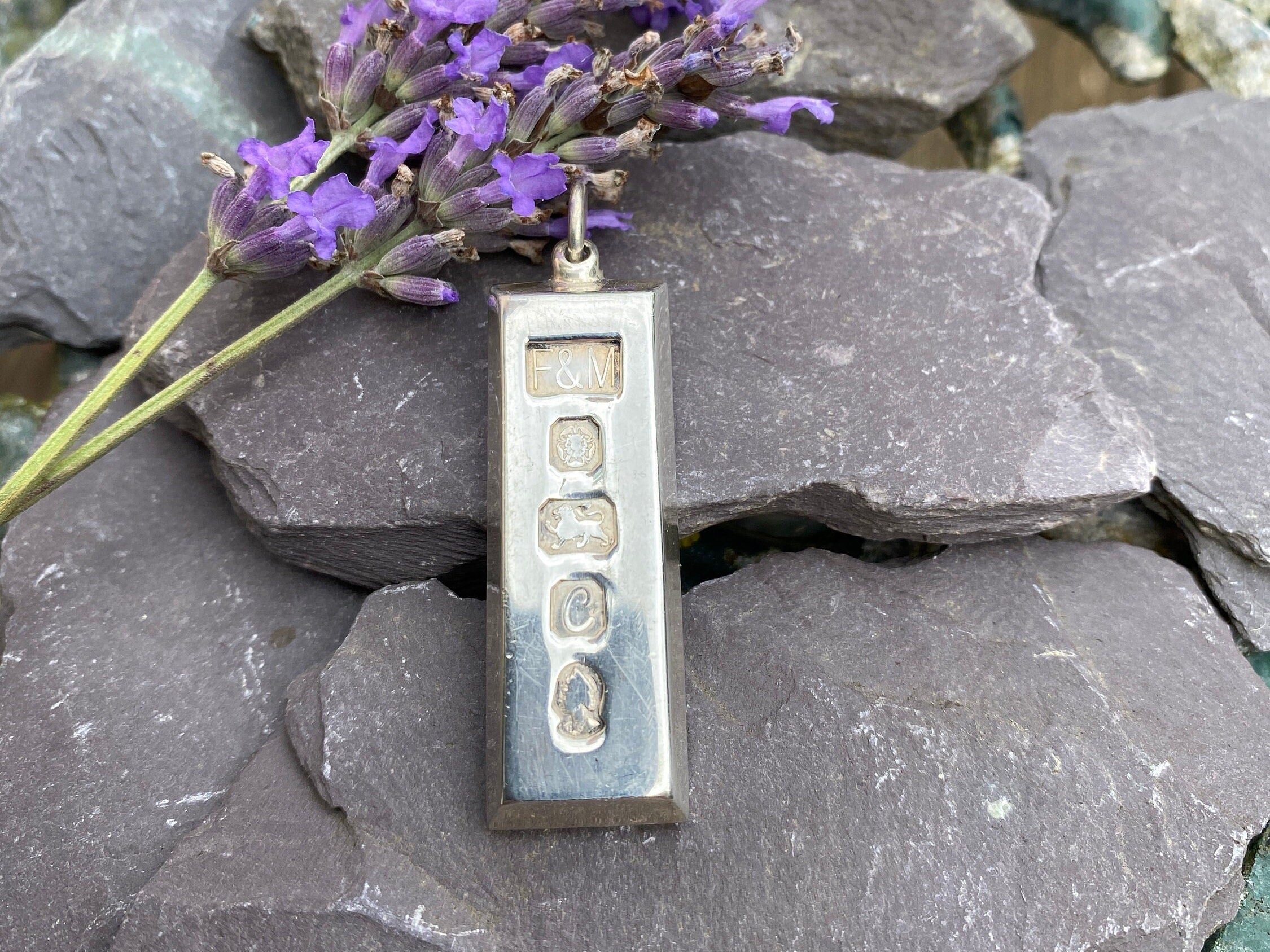 Vintage Sterling Silver Ingot Pendant With Feature Hallmark.