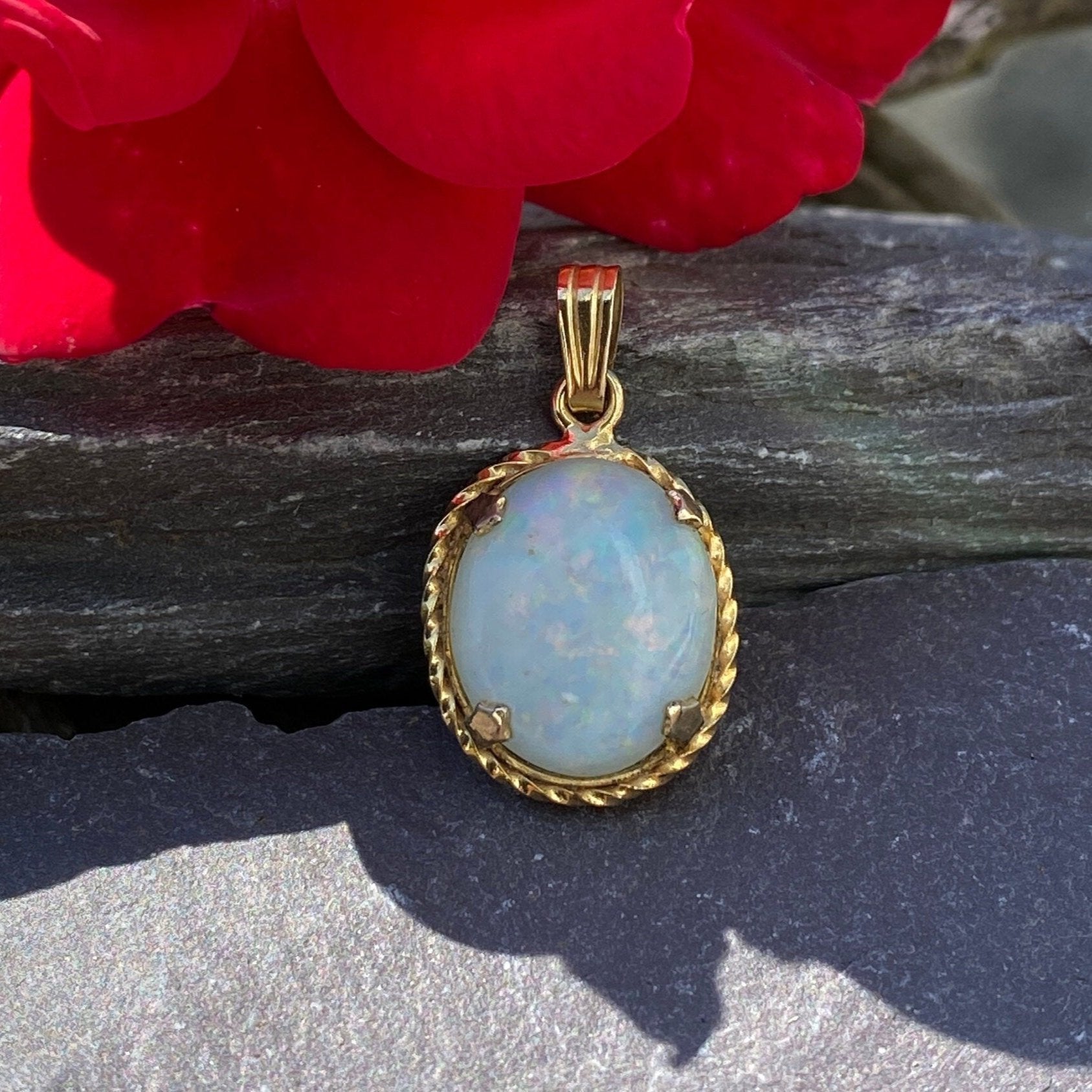 Opal Doublet Gold Plated Costume Pendant .