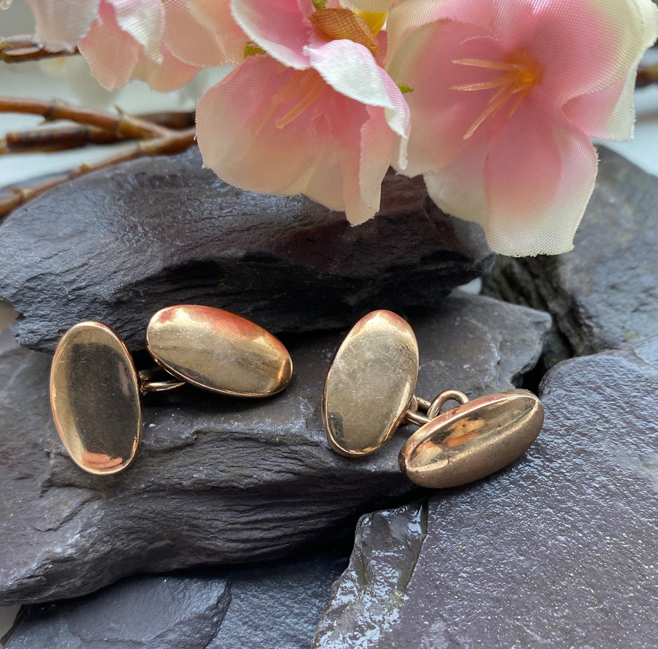 Vintage Vermeil Sterling Silver Cuff Links.