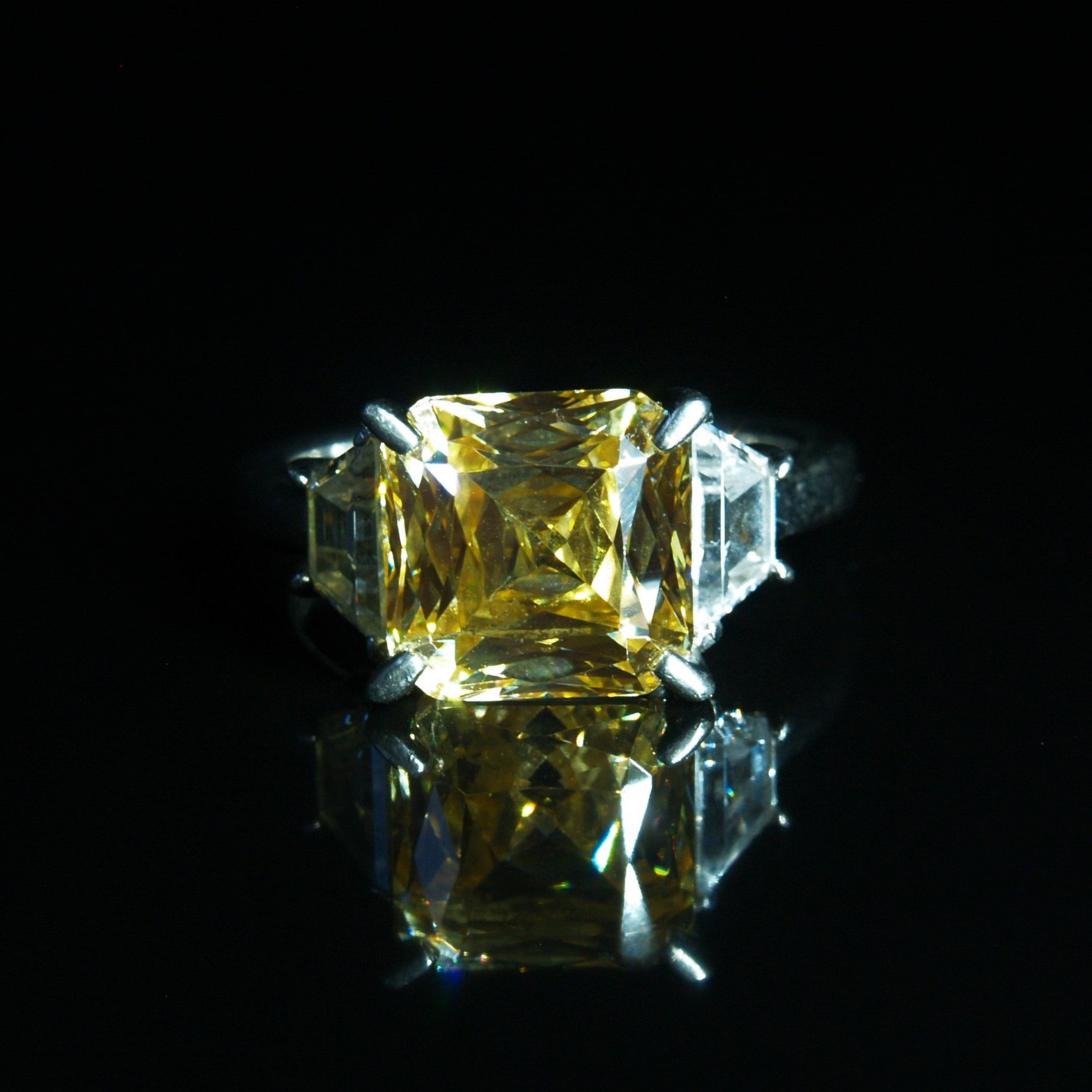 Sterling Silver Yellow & White Cubic Zirconia Ring.