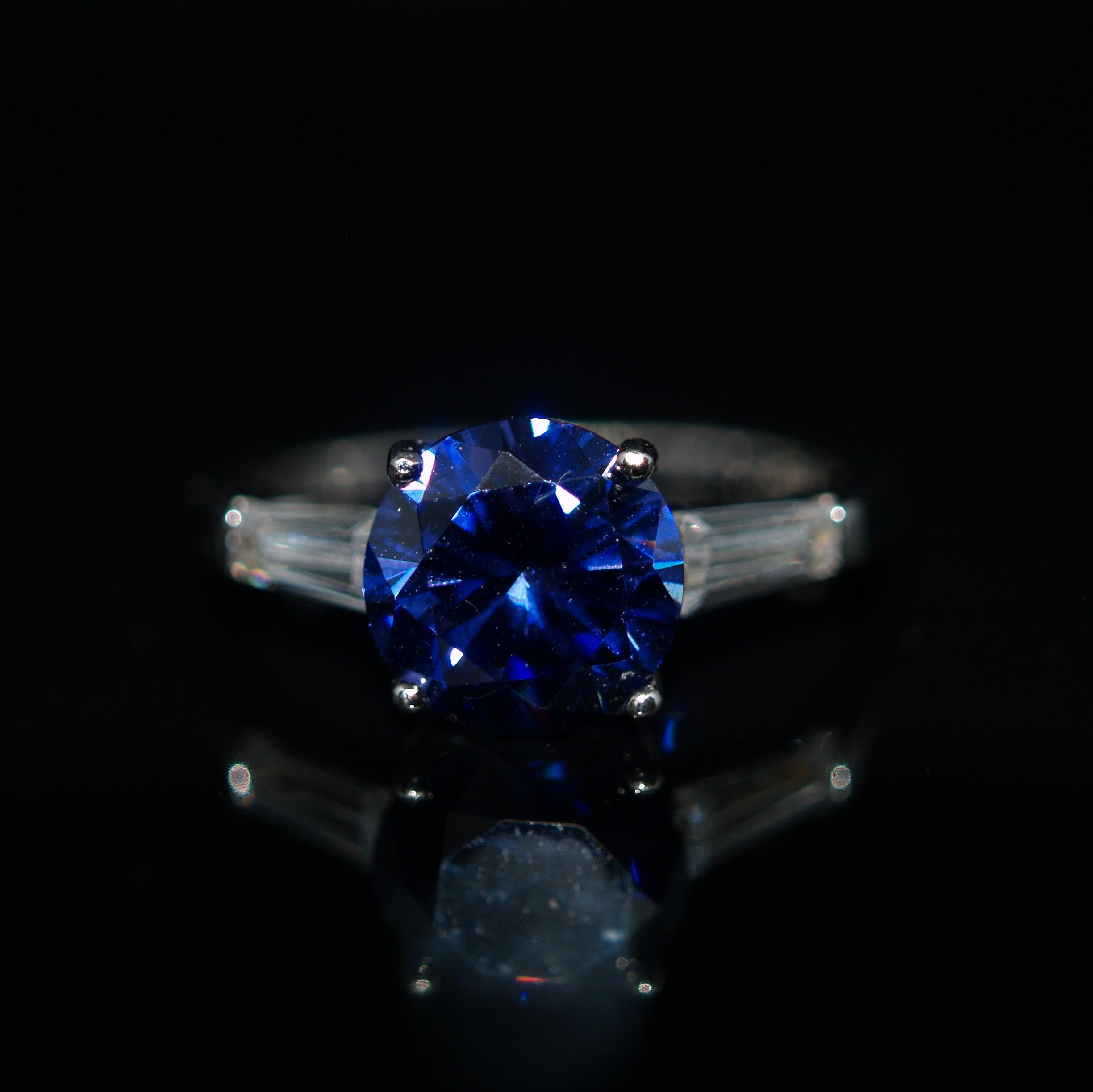 Sterling Silver Blue & White Cubic Zirconia Ring.